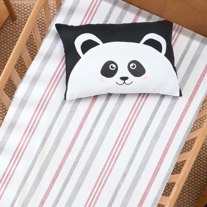 Grey & Red Stripes Crib Bedding Set