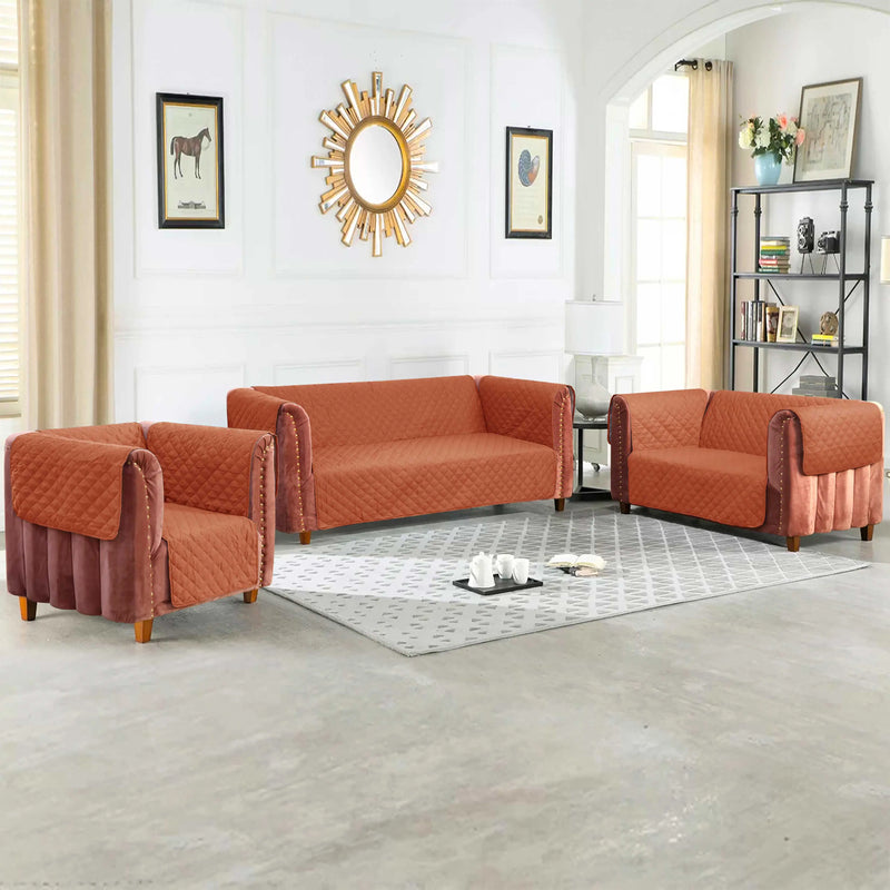 100% Waterproof Quilted Sofa Cover Rust