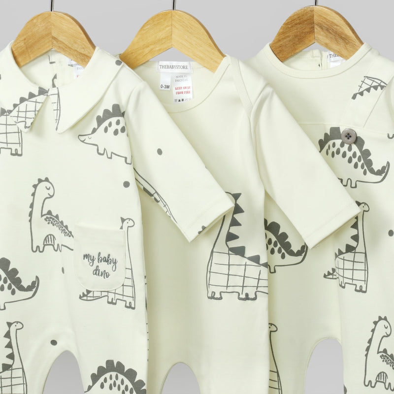 Dino Diaries Baby Rompers  (Pack of 3)