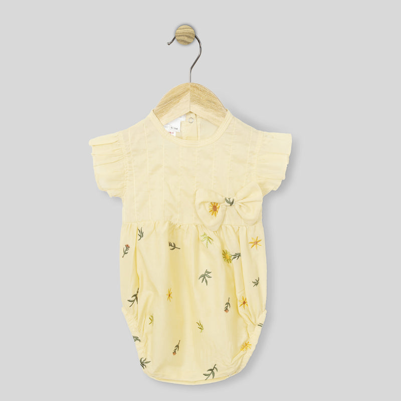 Breezy Bow-Embroidered Lawn Romper