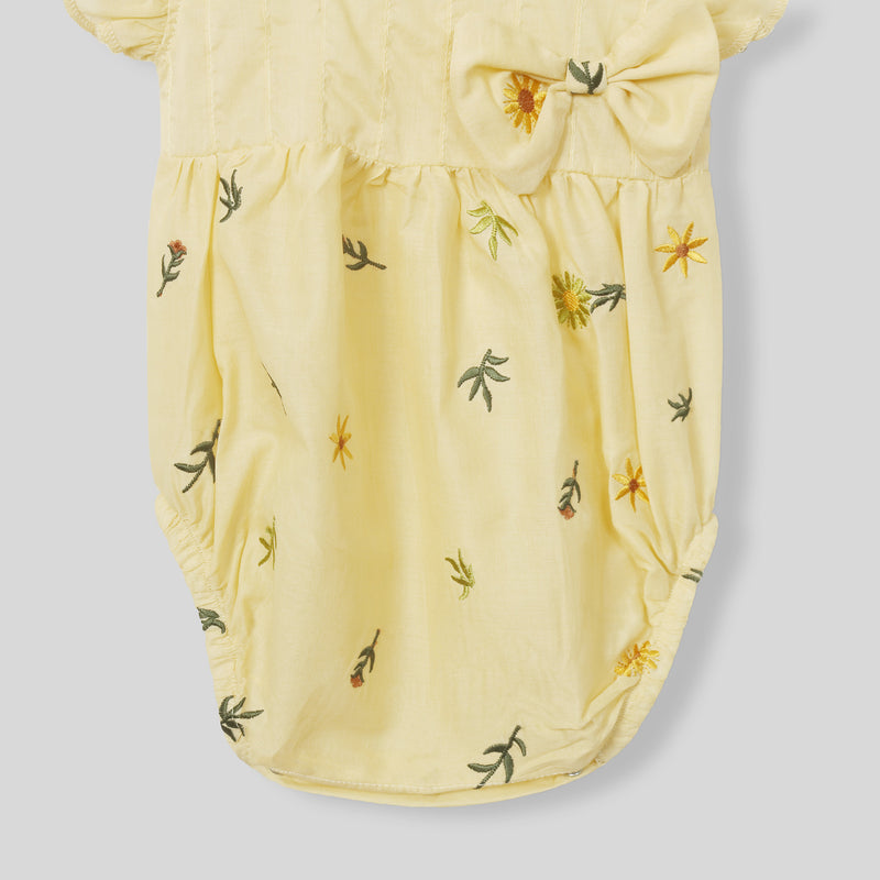 Breezy Bow-Embroidered Lawn Romper