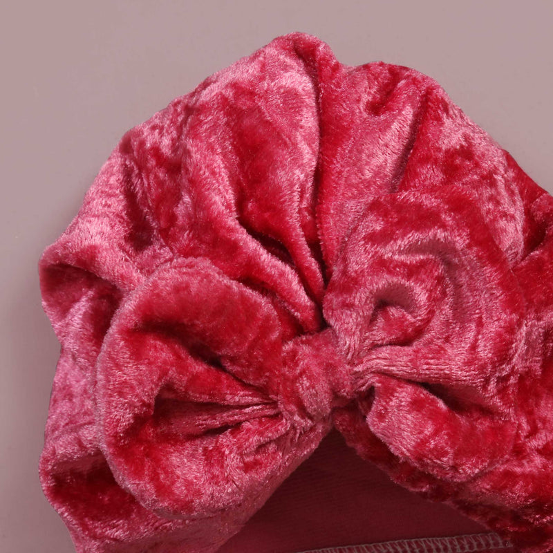 Bow Cuddle Velvet Turban Caps
