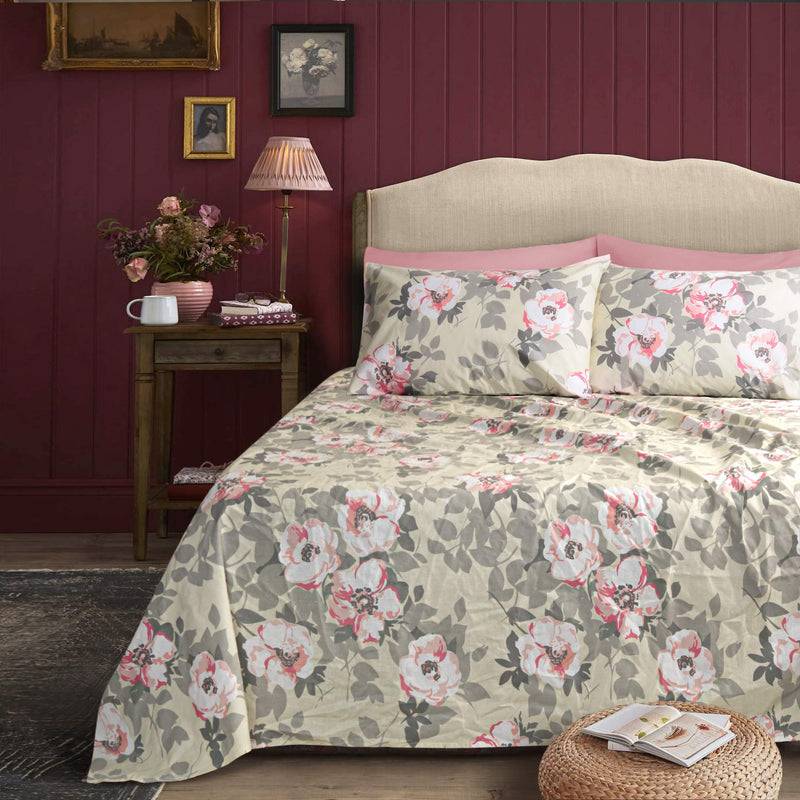 Blush Blossoms Printed Bedsheet