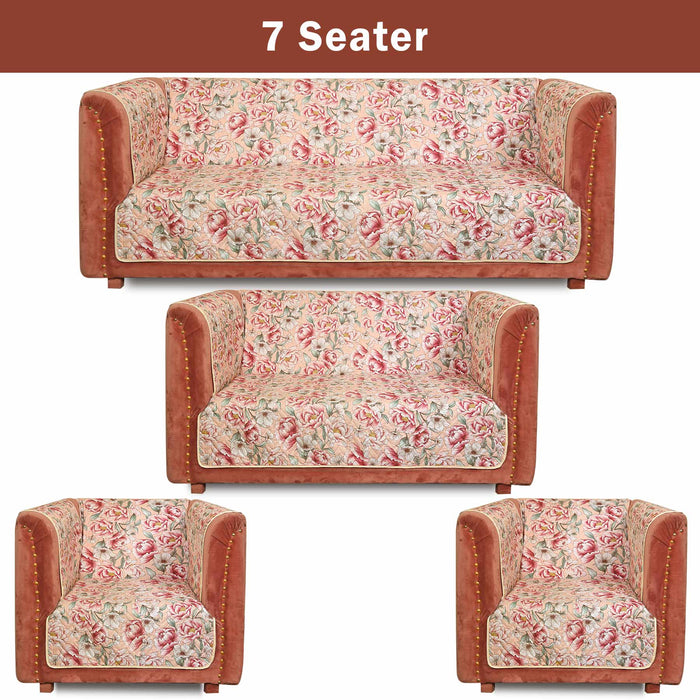 Boho Roses Quilted Sofa Cover Set