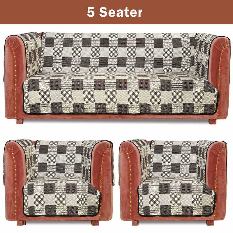 Buffalo Check Quilted Sofa Cover Set