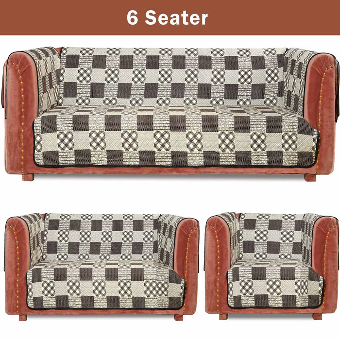 Buffalo Check Quilted Sofa Cover Set