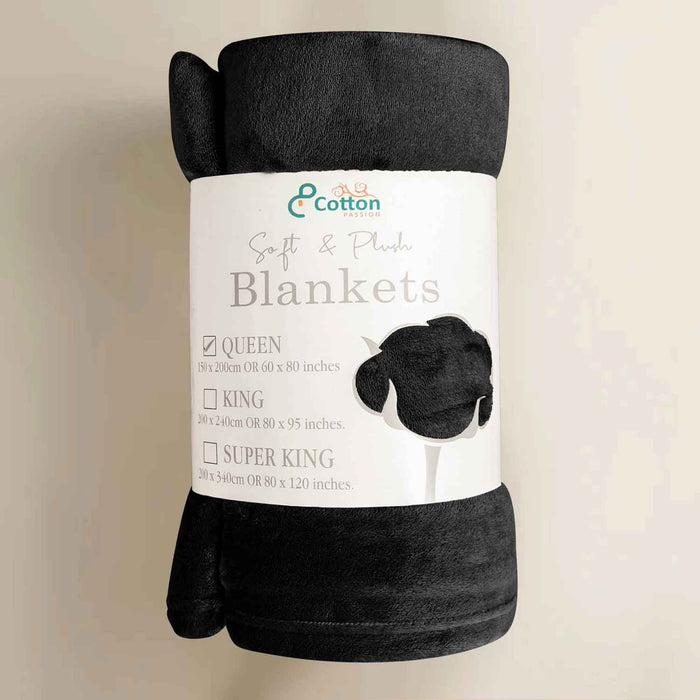 Supersoft 310 gsm Snuggly AC Fleece Blanket Black