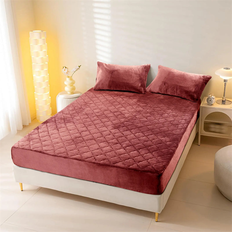 Plush Quilted Fleece Fitted Sheet Burgundy