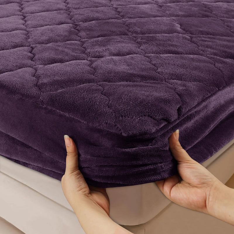Plush Quilted Fleece Fitted Sheet Plum