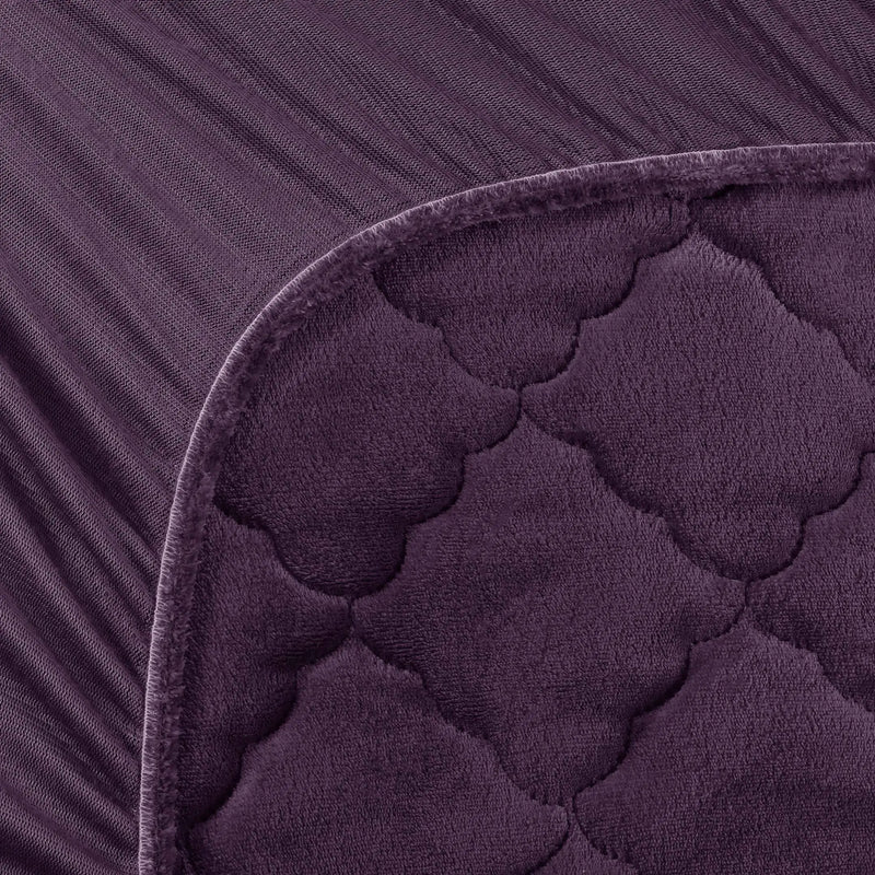 Plush Quilted Fleece Fitted Sheet Plum