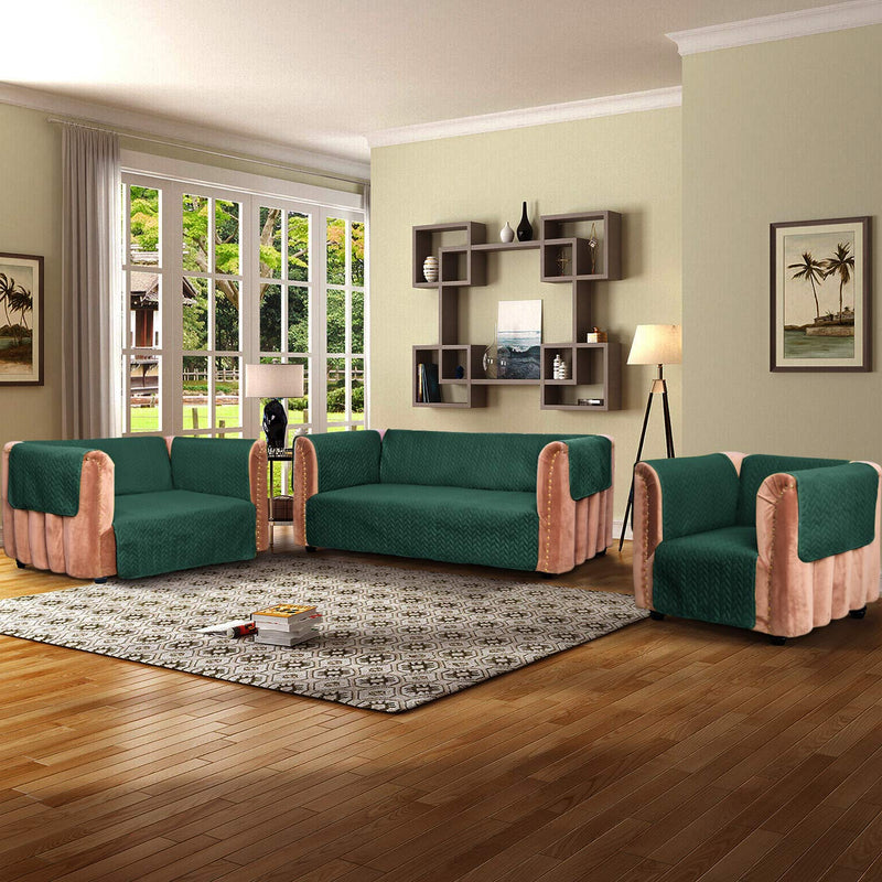 Ultrasonic Quilted Sofa Cover Set Green