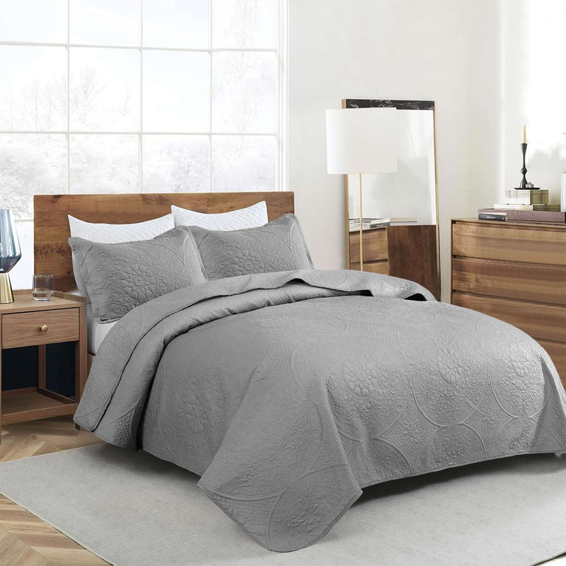 Spring Ultrasonic Quilted Bedspread Set - Grey