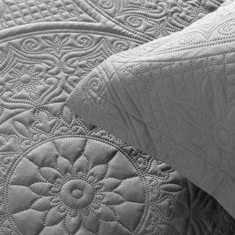 Spring Ultrasonic Quilted Bedspread Set - Grey