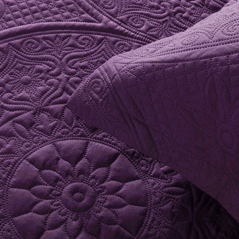 Spring Ultrasonic Quilted Bedspread Set - Purple