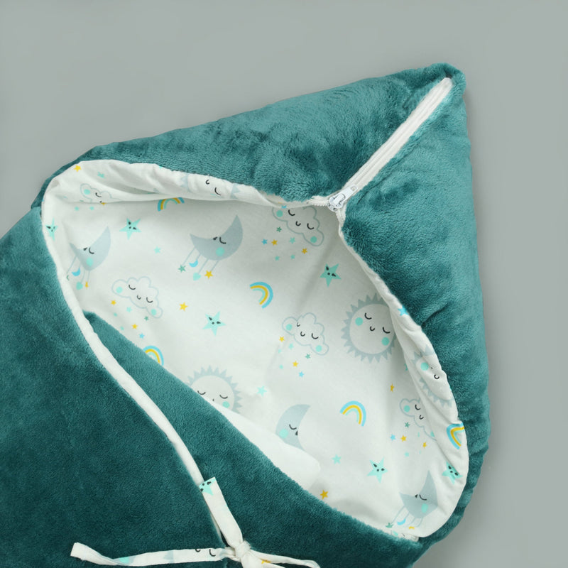 Starry Teal Fleece Baby Carry Nest