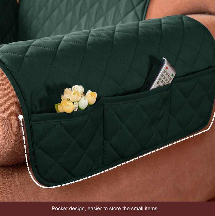 Waterproof Ultrasonic Quilted Sofa Cover Bottle Green