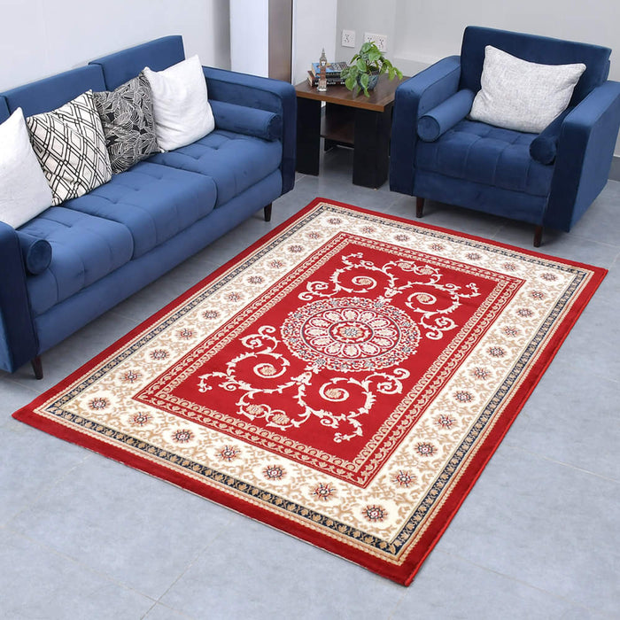 Crimson Red King Size (7.6 X 5.25 Feet)  Thick & Cozy Floor Rug