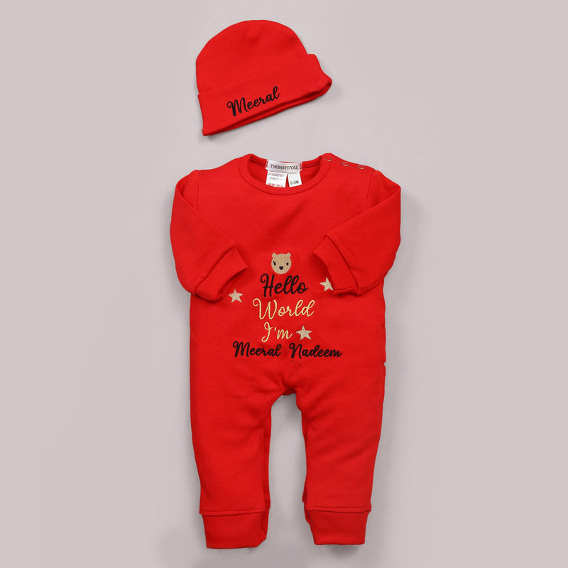 hello world customized baby romper set
