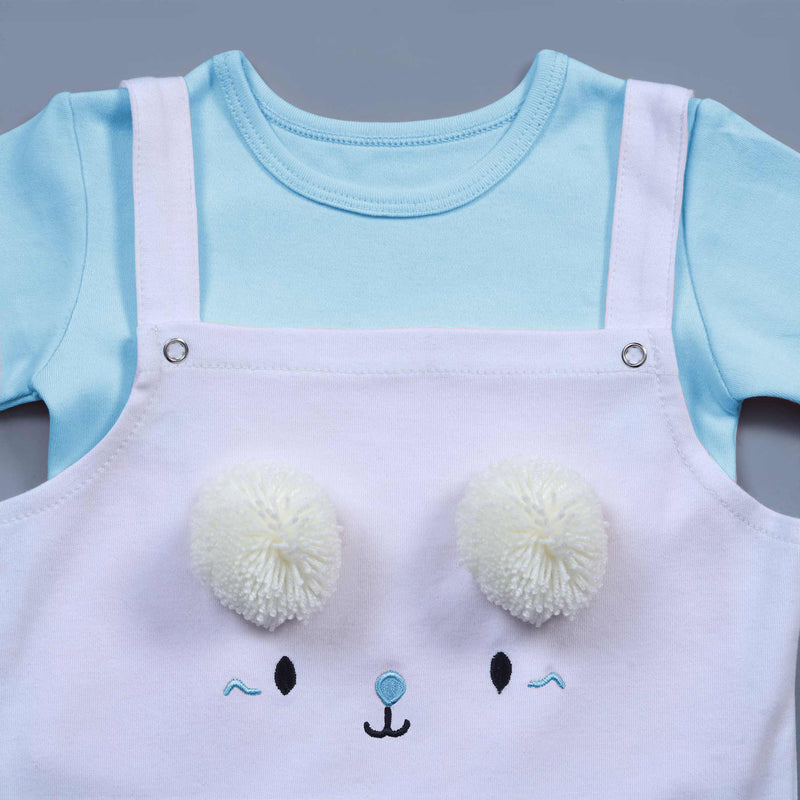 baby white cat face knitted romper