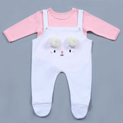 baby white cat face knitted romper