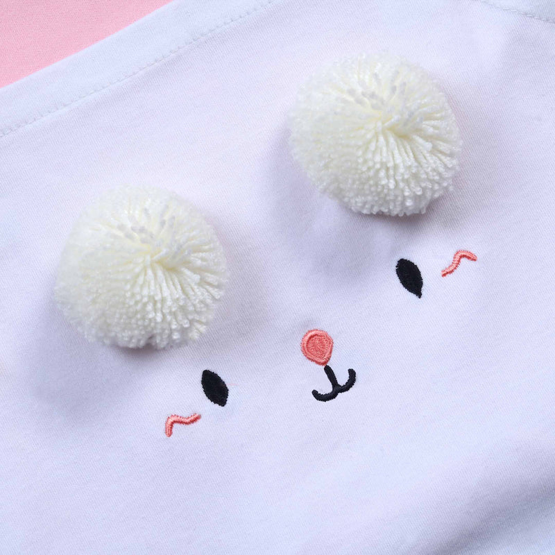 baby white cat face knitted romper