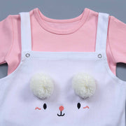 baby white cat face knitted romper