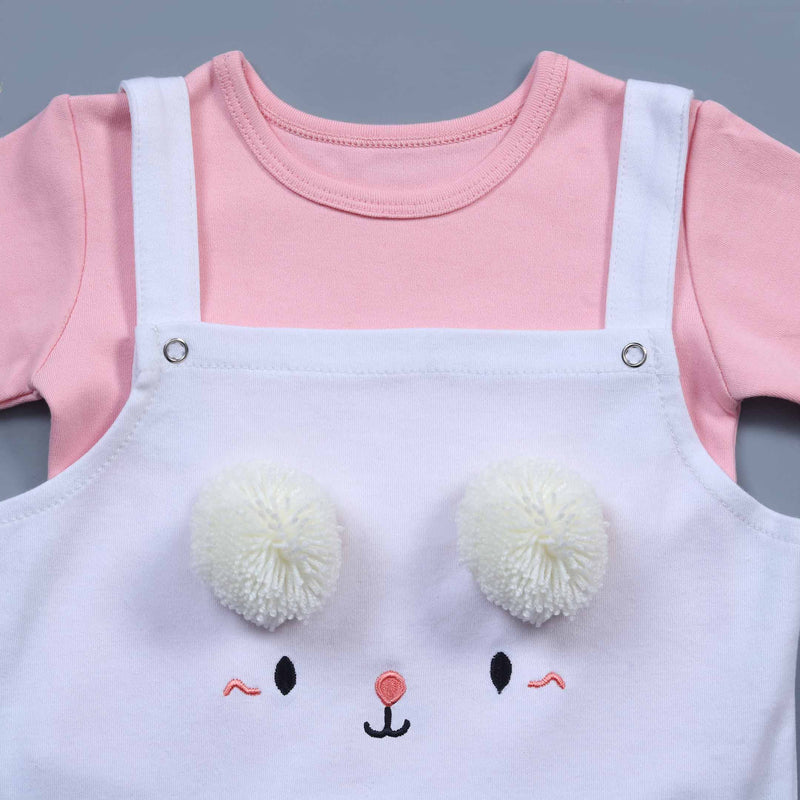 baby white cat face knitted romper