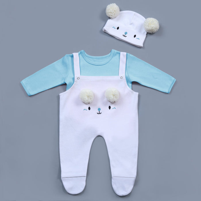 baby white cat face knitted romper