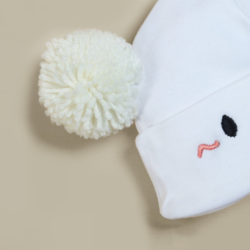 baby white cat face knitted cap