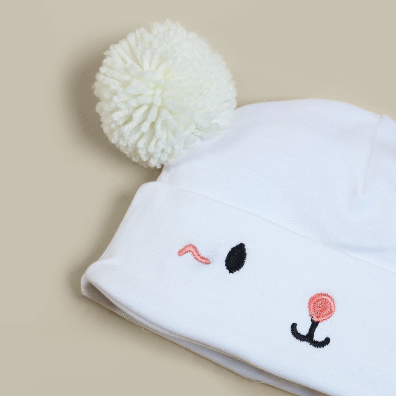 baby white cat face knitted cap