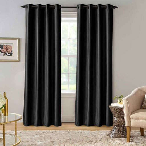 ultrasoft fine grommet top velvet curtain panels black