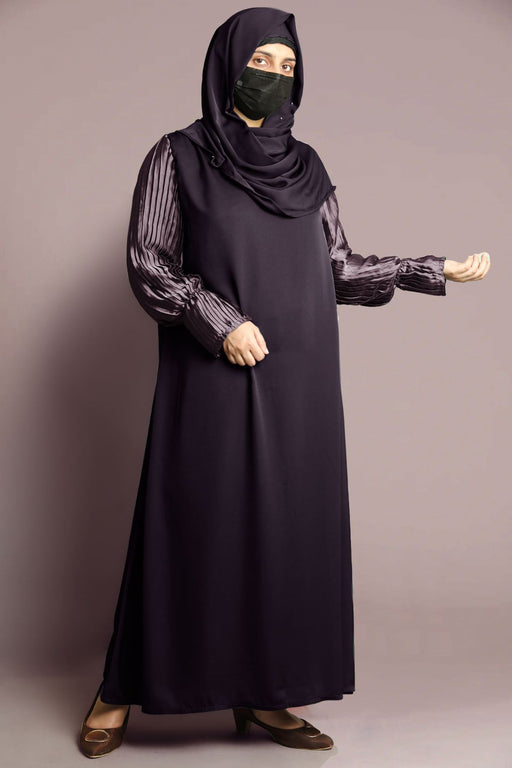 crushed pleated sleeve abaya