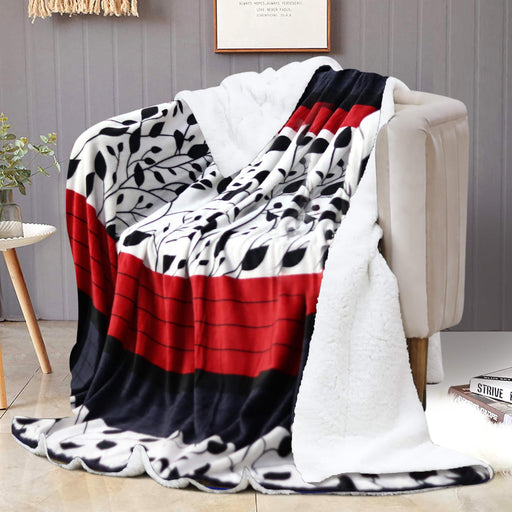 soft warm black red leaves sherpa blanket
