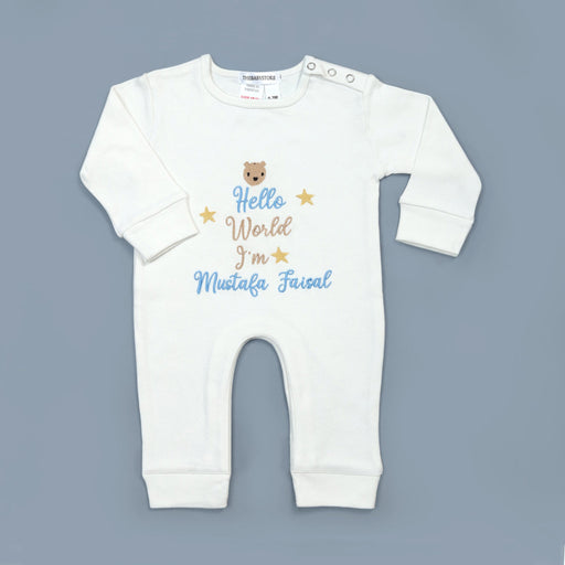 hello world customized baby romper set