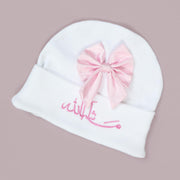 pink bows embroidered customized baby romper set