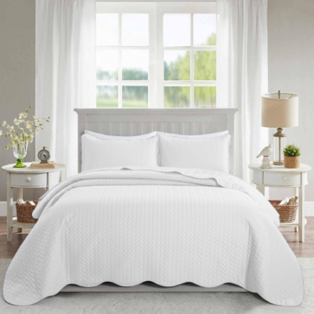 ultrasonic quilted bedspread white