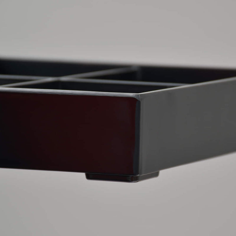 Black Tetra-Section Melamine Serving Plate