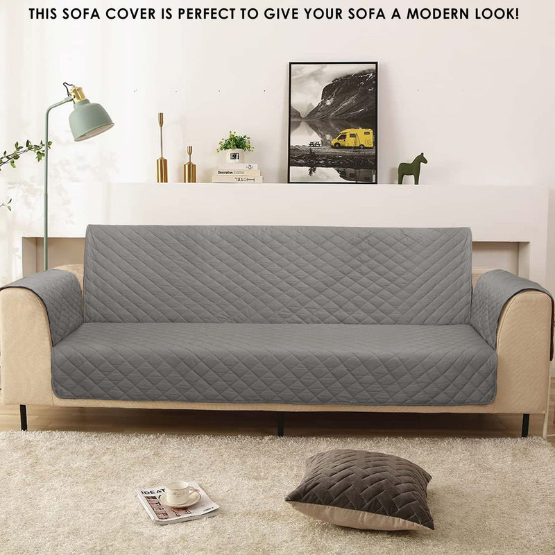 100% Waterproof Quilted Sofa Cover Grey