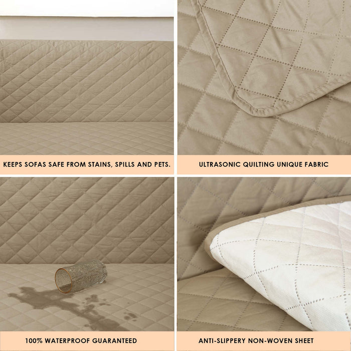 100% Waterproof Quilted Sofa Cover Sand