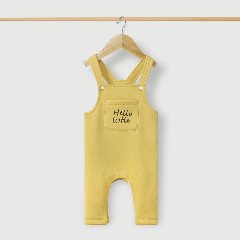 Hello Little Knitted Fleece Dungaree 2pc Set