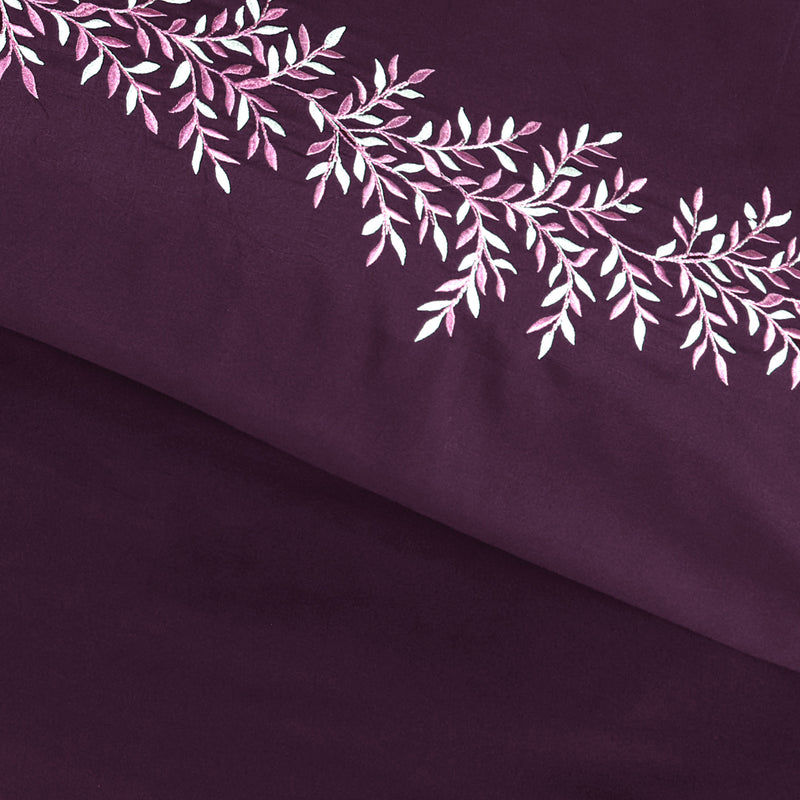 Plum Willow Embroidered Summer Duvet Set