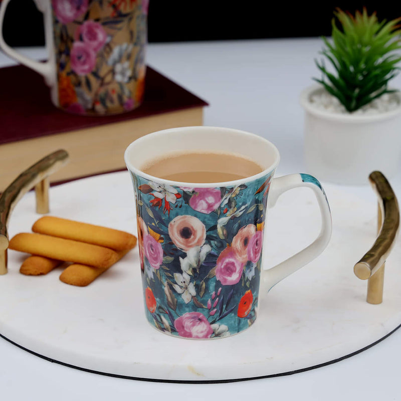 Floral pattern Luxury Bone-China Mug 350 ML