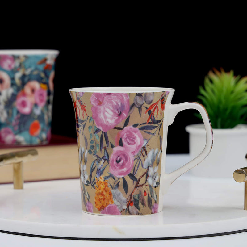 Floral pattern Luxury Bone-China Mug 350 ML