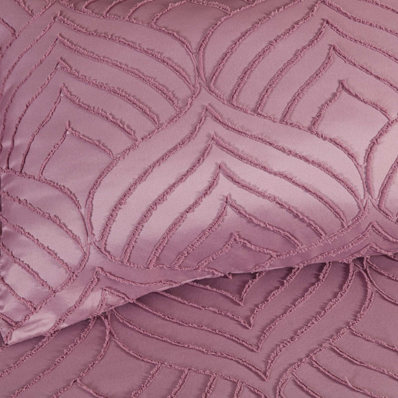 Mauve Pink Boho Tufted Duvet Cover- Soft Microfiber-6 Piece Set