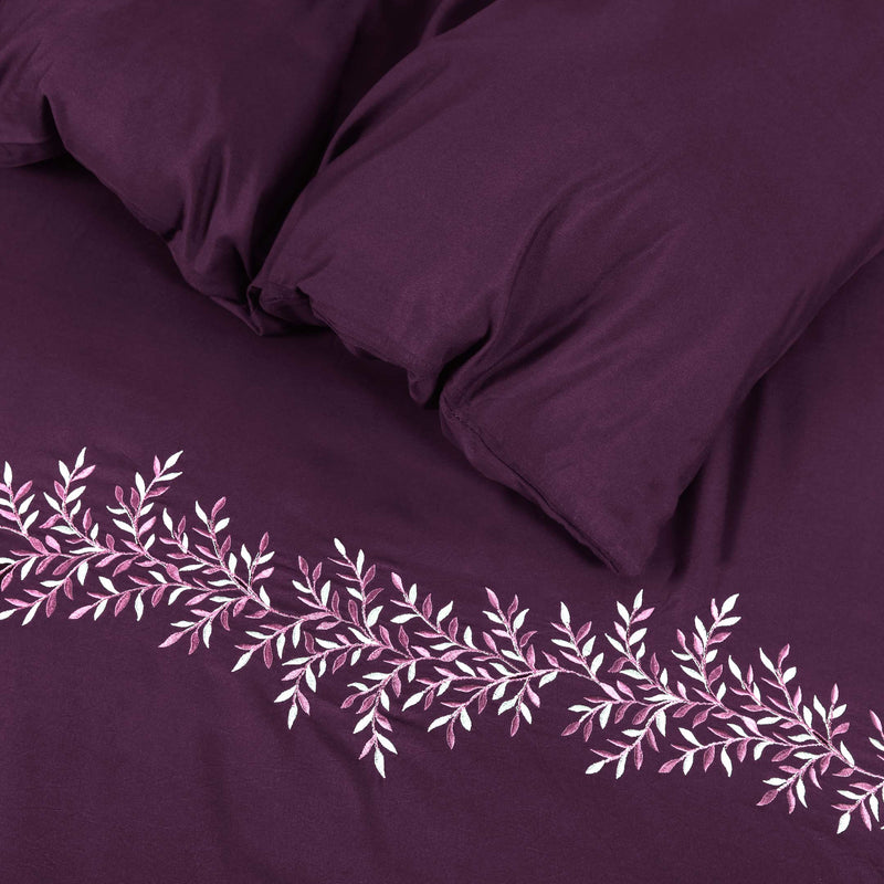 Plum Willow Embroidered Summer Duvet Set