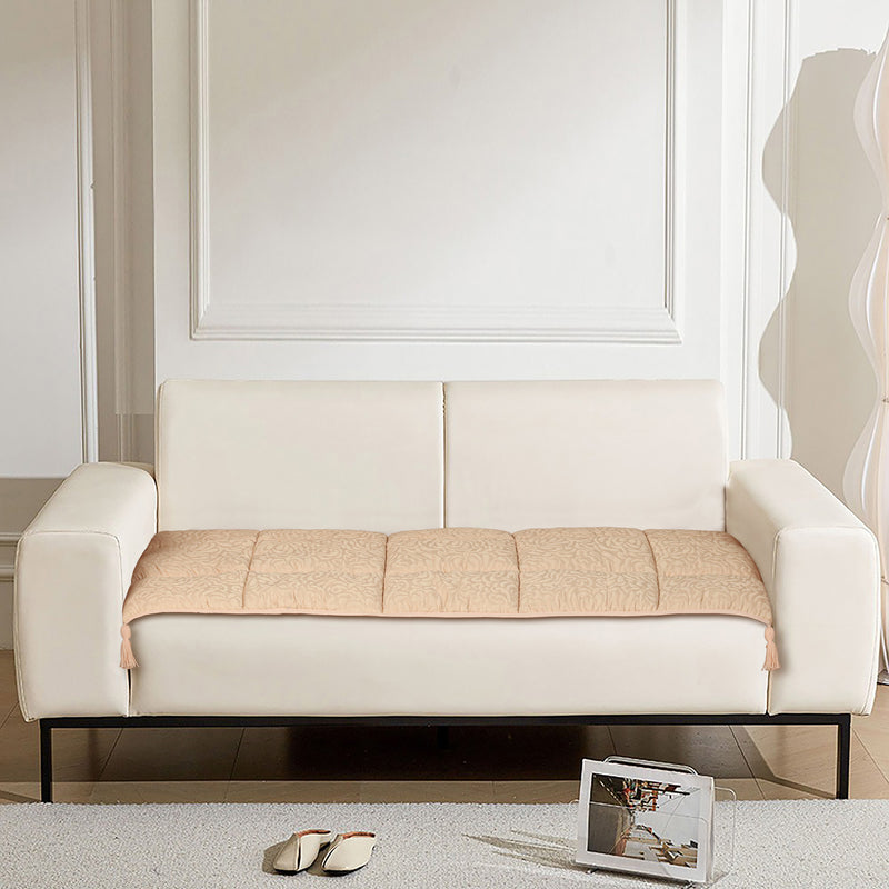 Premium Jacquard Sofa Topper Baby Pink