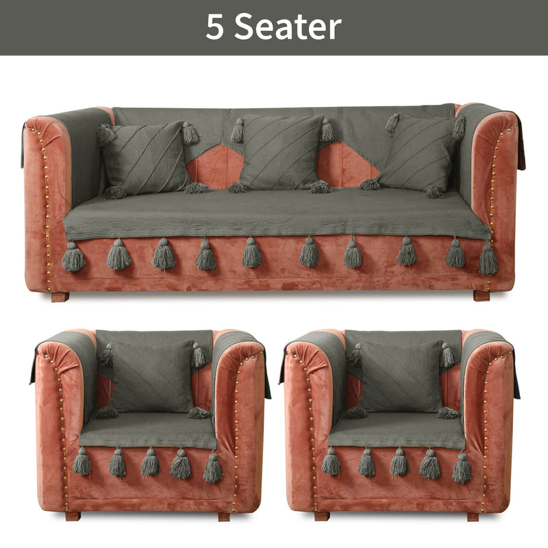 Grey Luxury French Matelasse Sofa Cover