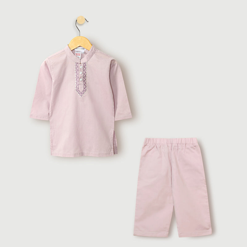 Lilac Embroidered Baby Kurta Set