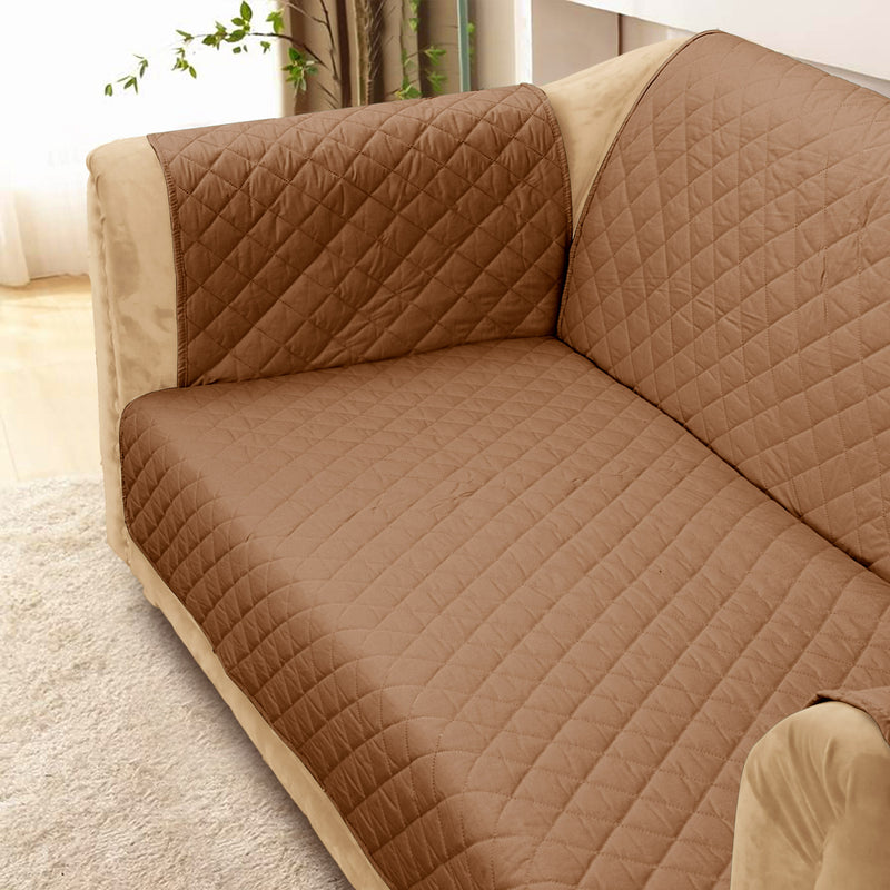 100% Waterproof Quilted Sofa Cover Coffee