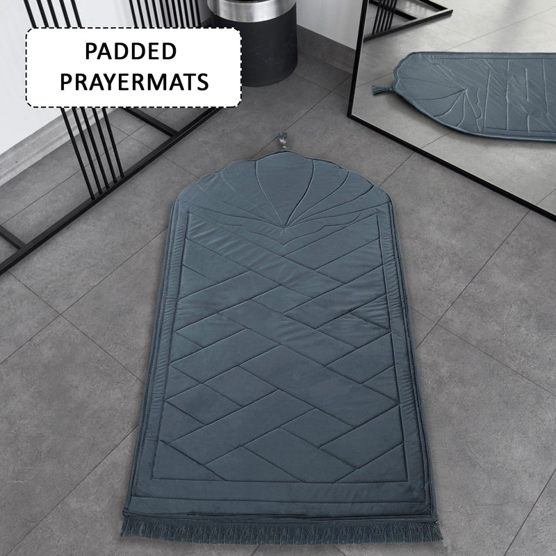 Turkish Style Quilted Velvet Padded Prayermat Grey